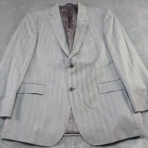 Daniel Cremieux Loro Piana 100% Wool 44 R Gray Herringbone Blazer‎ Jacket Coat